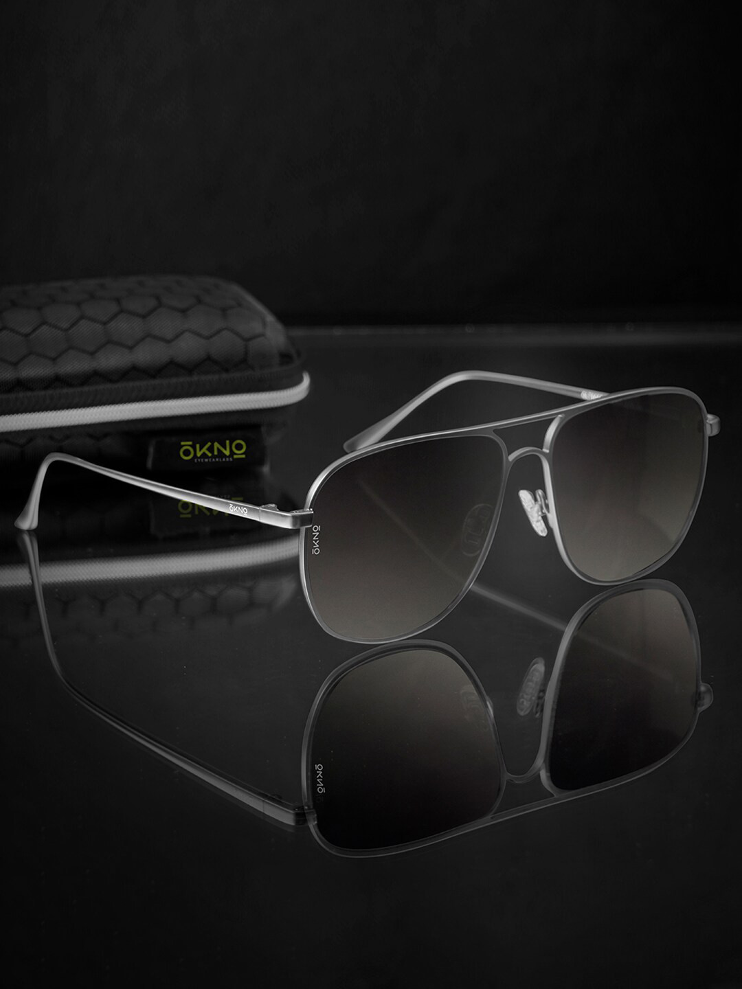 

OKNO Unisex Rectangle Sunglasses with Polarised Lens OKHiroSntC2, Black