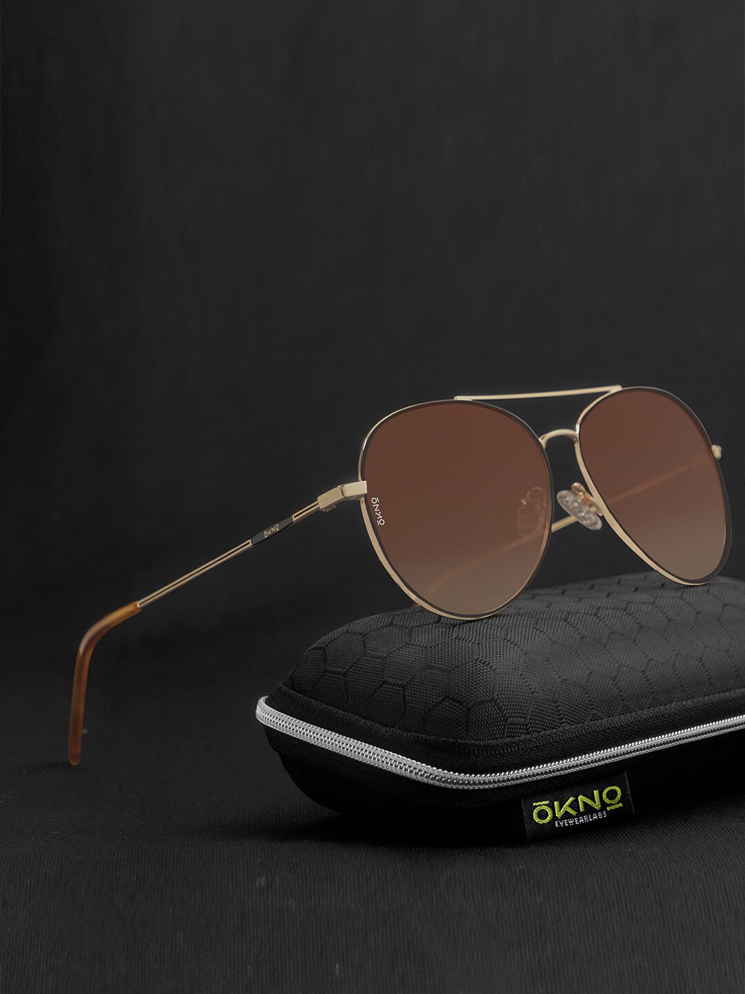 

OKNO Unisex Aviator Sunglasses With Polarised Lens, Brown