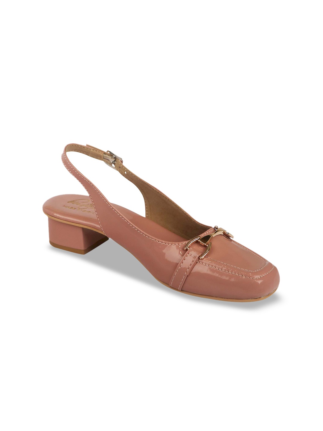 

Bowtoes Buckle Detiled Block Heeled Pumps, Pink