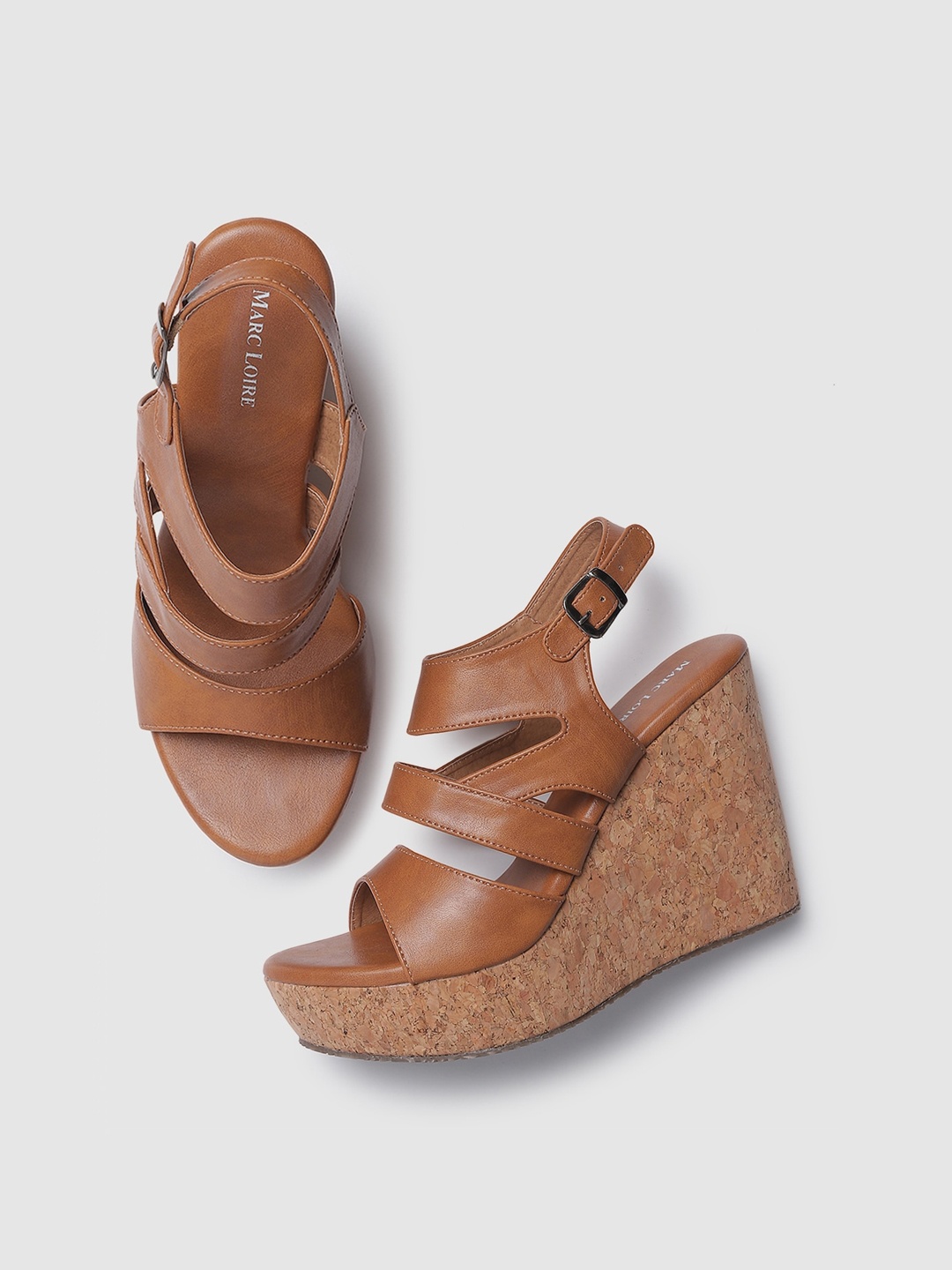 

Marc Loire Open Toe Wedge Heels, Tan