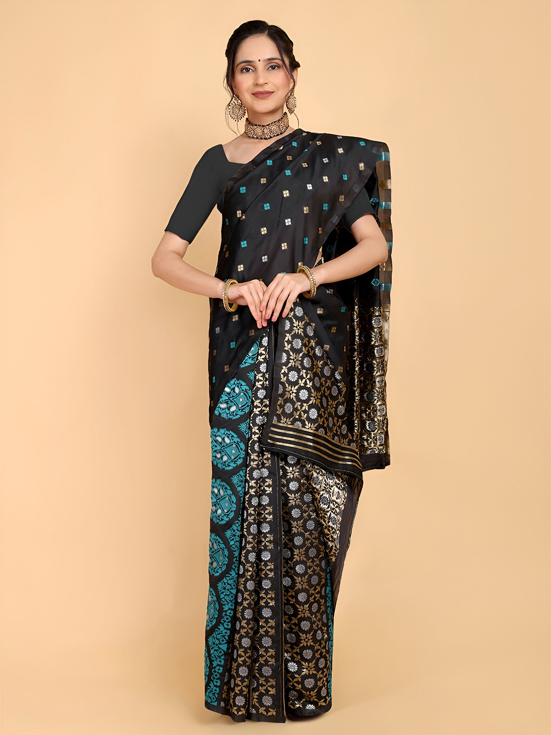 

Rose Villa Assamese Mekhela Chador Saree, Black