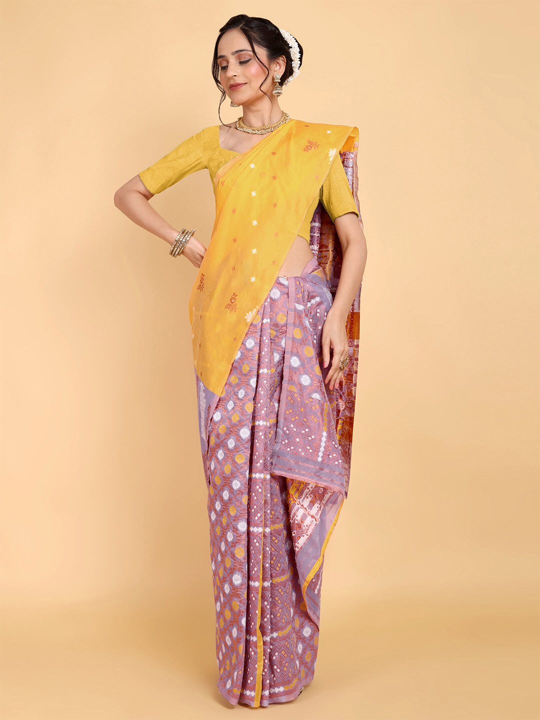 

Rose Villa Assamese Mekhela Chador Saree, Yellow