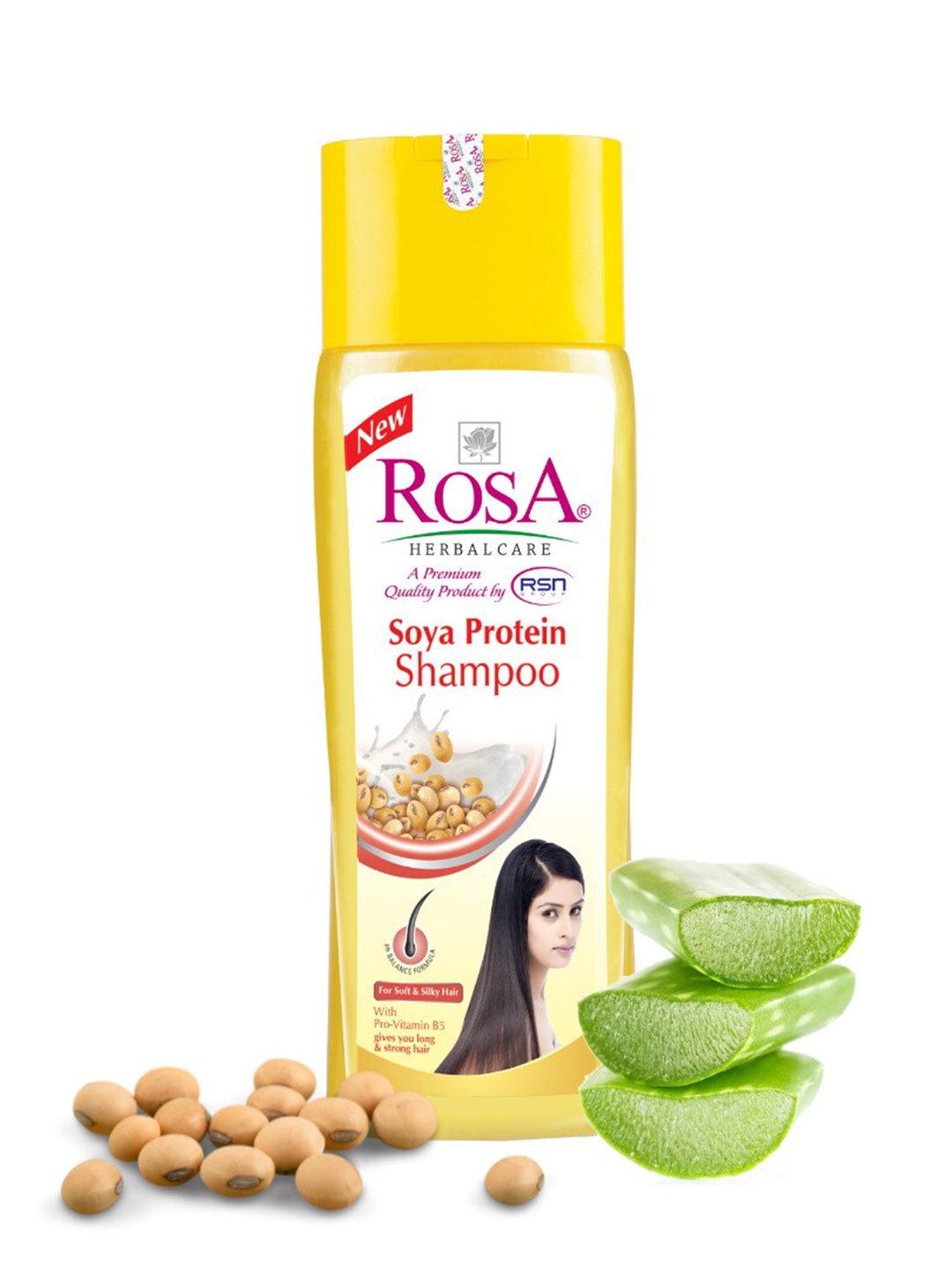 

ROSA Soya Protein Shampoo With Pro-vitamin B5 For Long & Strong Hair -500 ml, Yellow