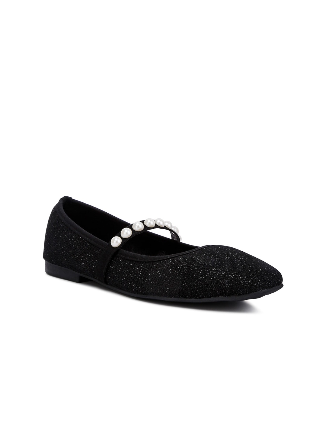 

London Rag Textured Round Toe Ballerinas, Black