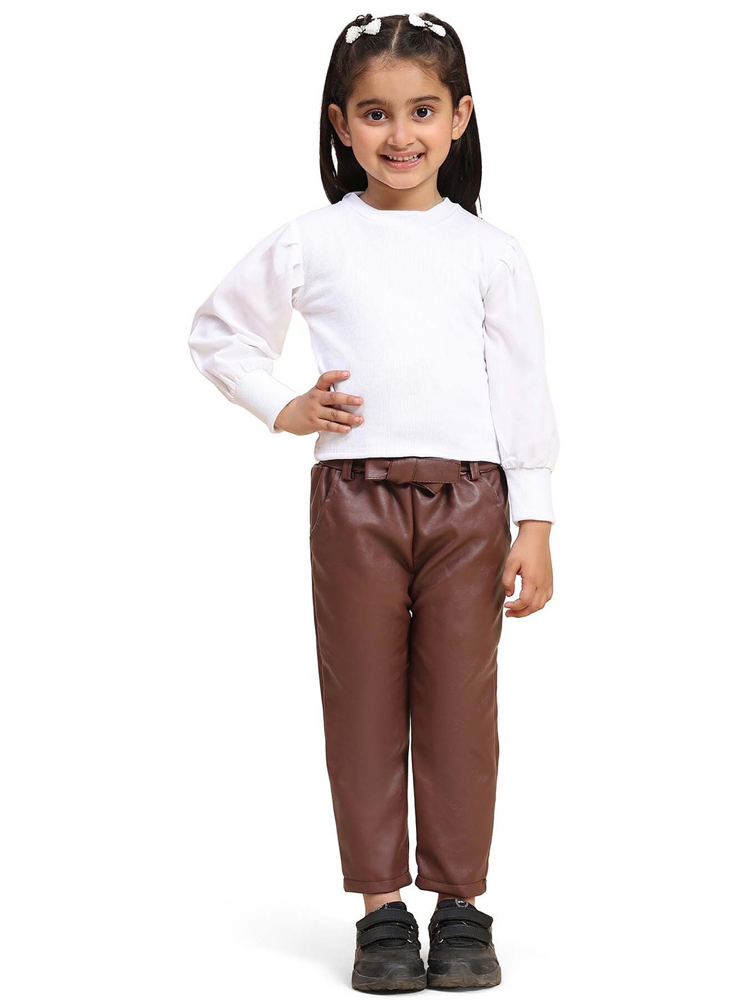 

Ameeha Girls T-shirt With Trousers, White
