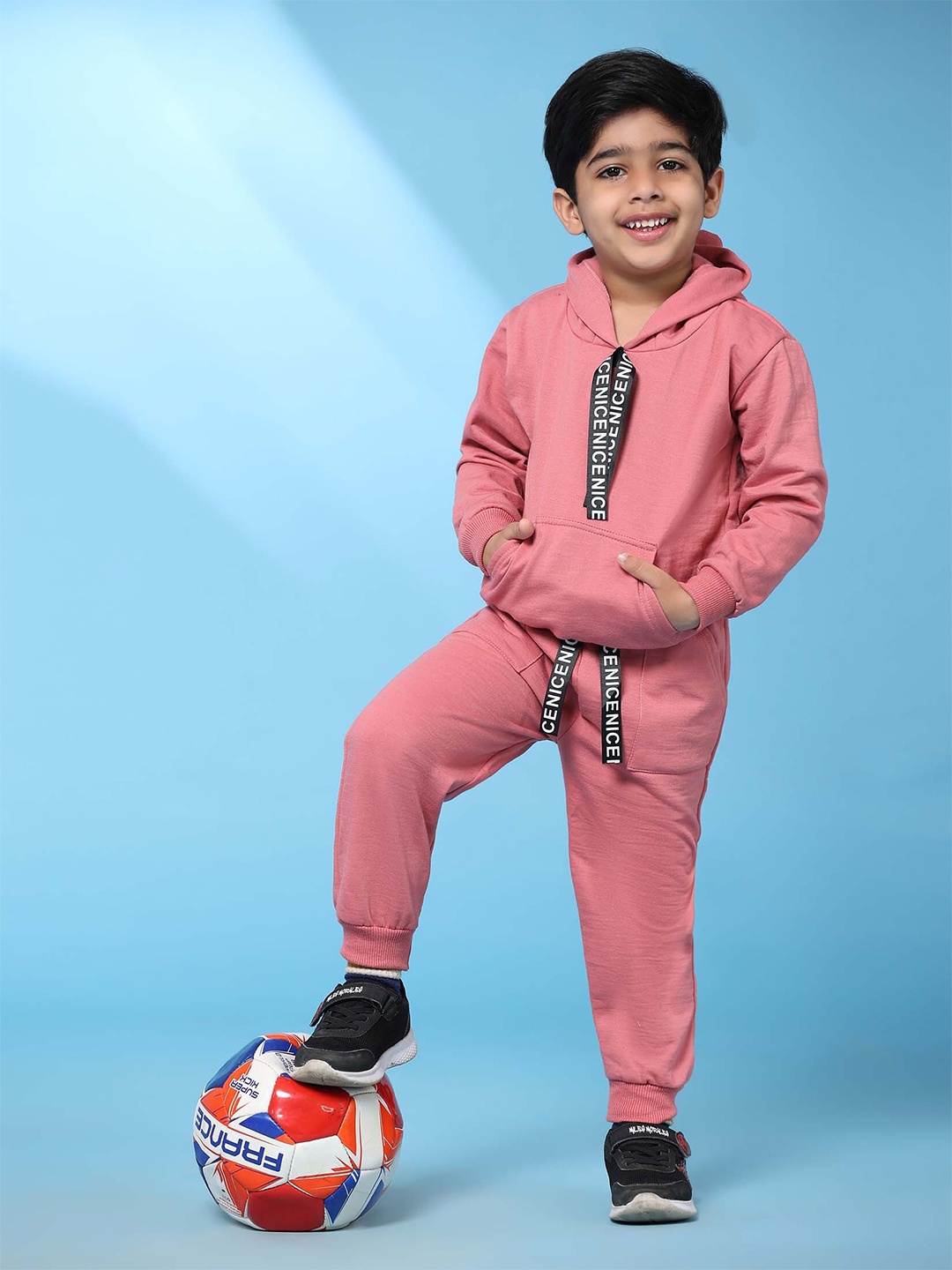 

Ameeha Kids Hooded Long Sleeves T-shirt with Trousers, Pink
