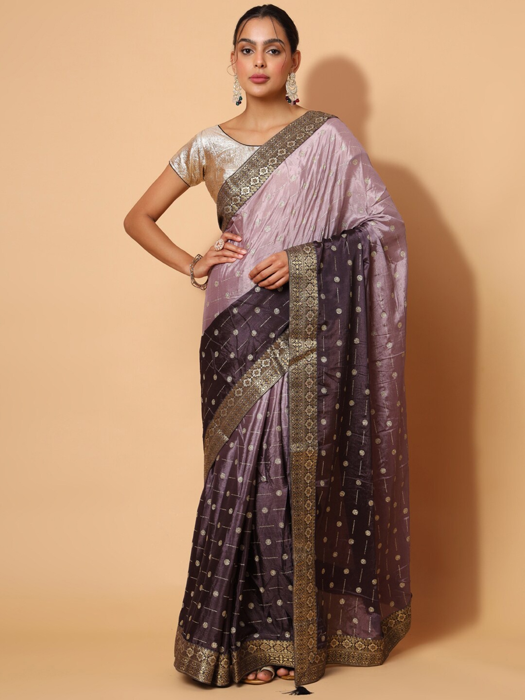 

PRAKRTEE Ombre Zari Art Silk Saree, Lavender
