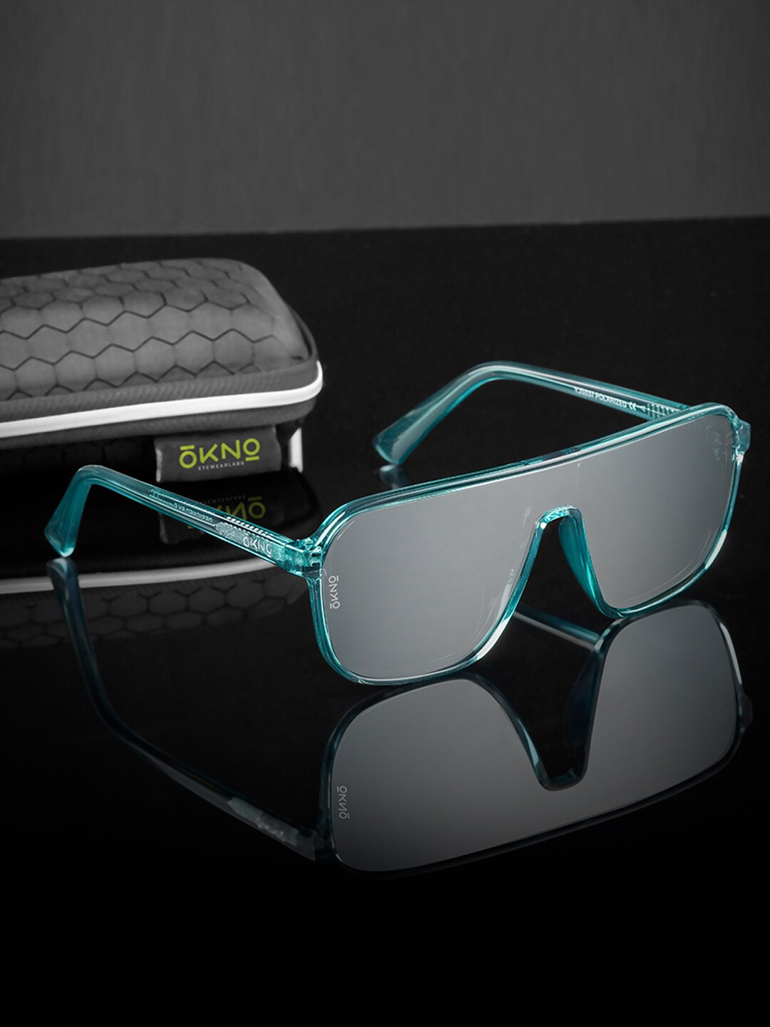 

OKNO Ryft Unisex Rectangle Sunglasses with Polarised Lens OKNORyftJFC4, Grey