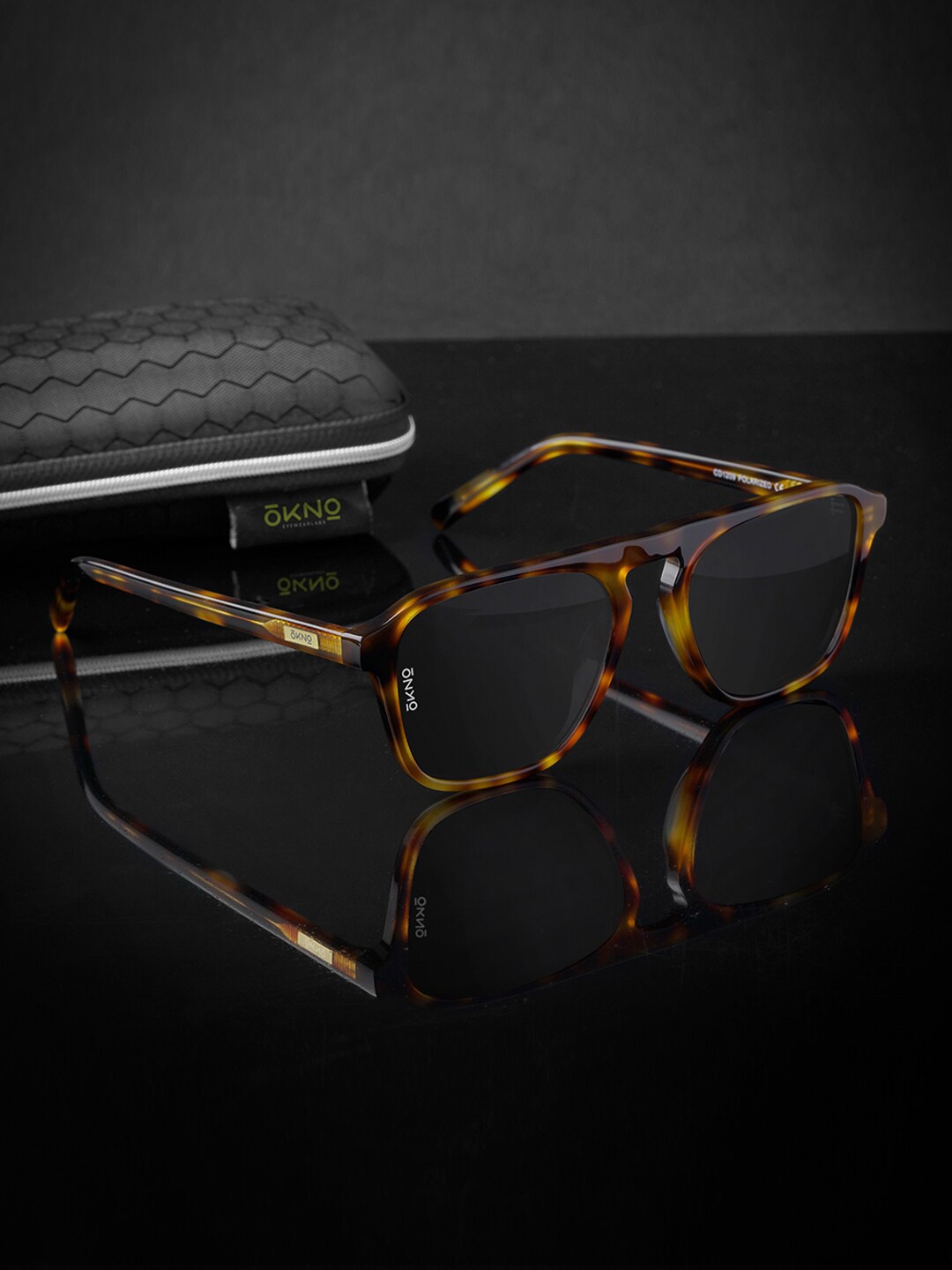 

OKNO Unisex Square Sunglasses With Polarised Lens OKNOHaydnMBC7, Black