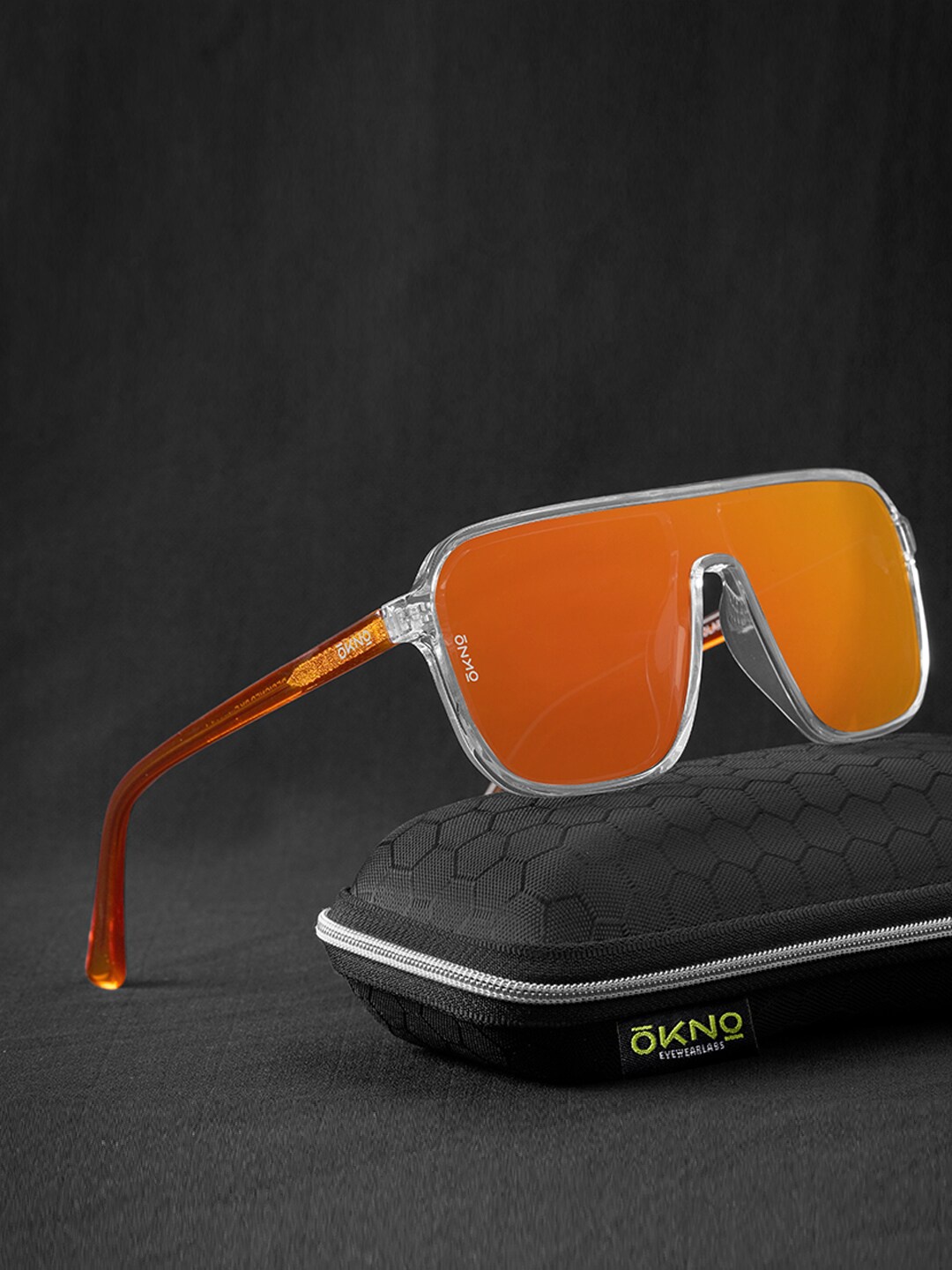 

OKNO Unisex Rectangle Sunglasses With Polarised Lens OKNORyftJFC5, Orange
