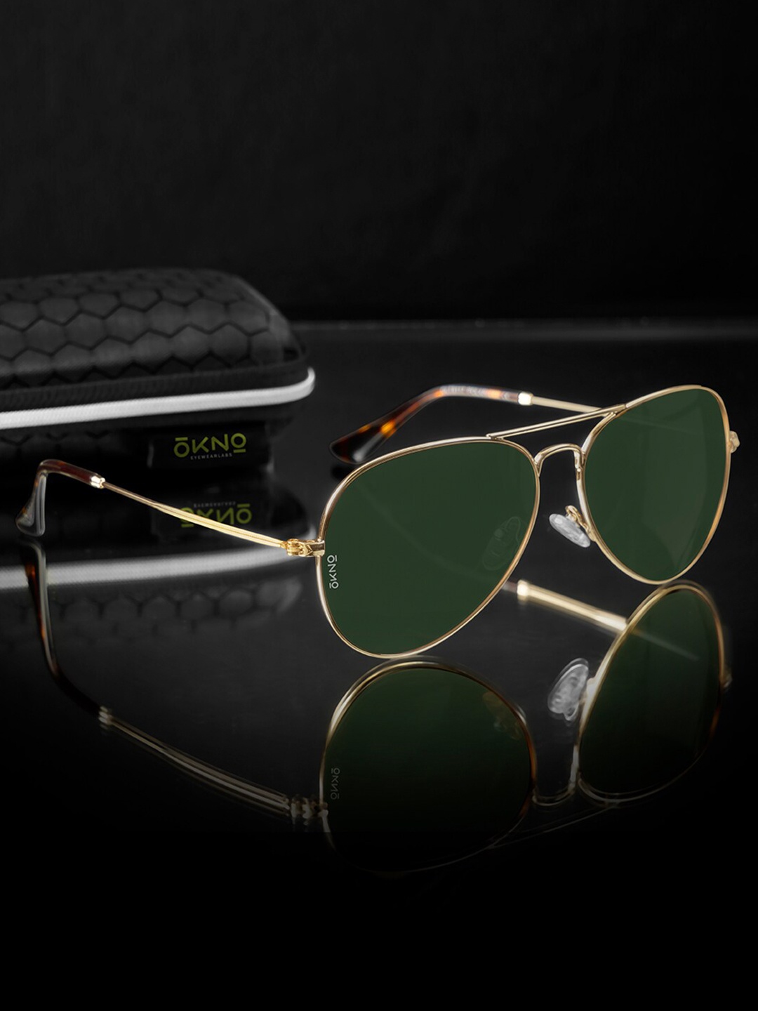 

OKNO Jin Unisex Aviator Sunglasses with Polarised Lens OKNOJinSntC1, Green