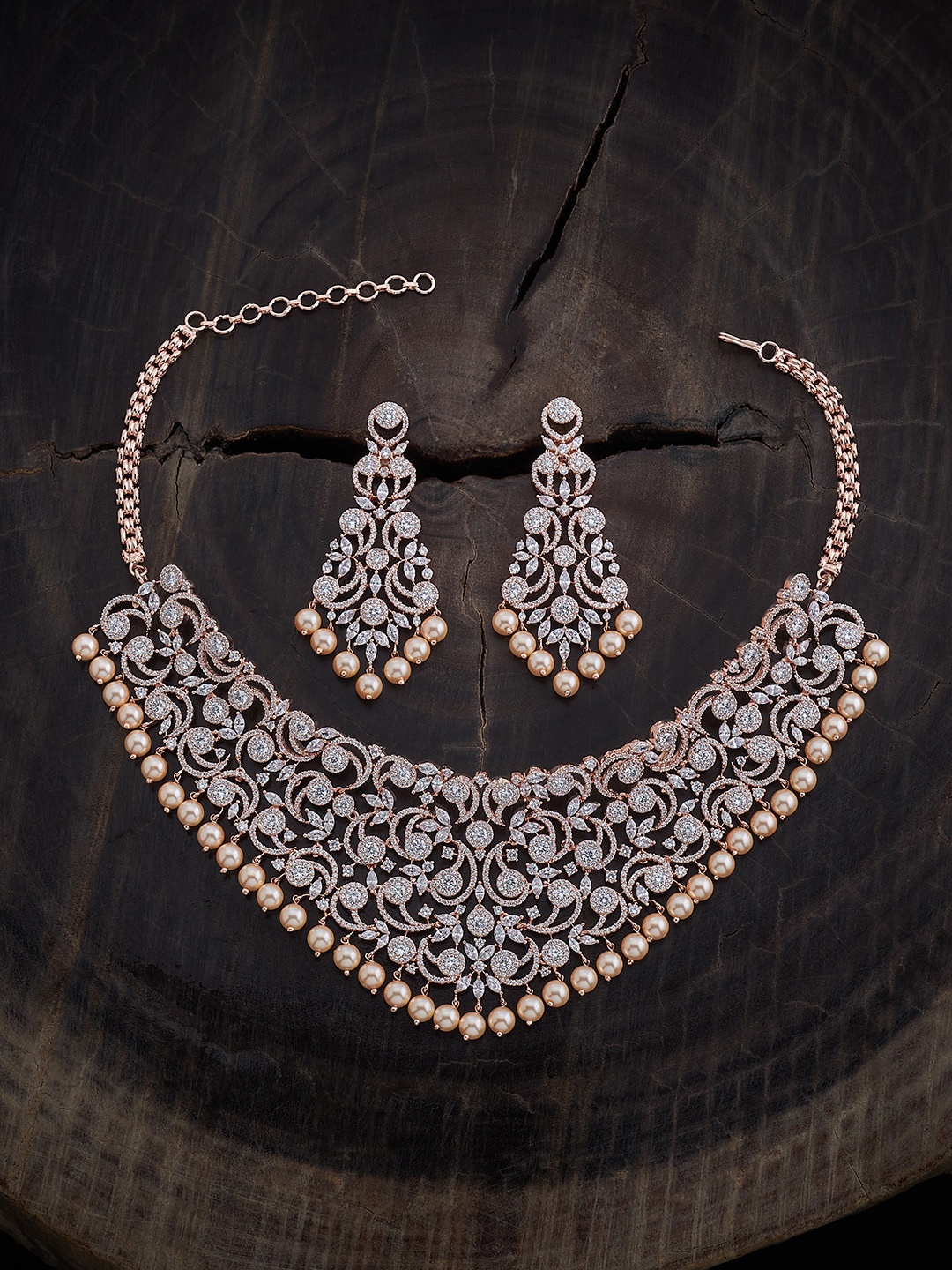 

Kushal's Fashion Jewellery Rose Gold Plated Cubic Zirconia Jewellery Set