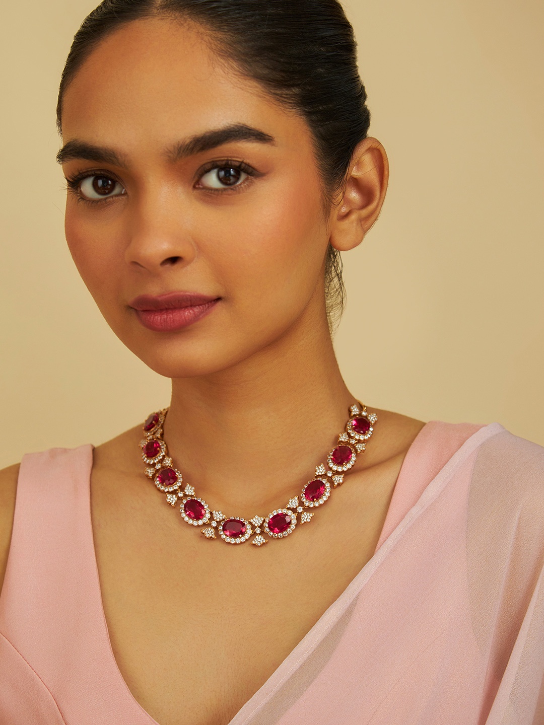 

Kushal's Fashion Jewellery Gold Plated Cubic Zirconia Necklace