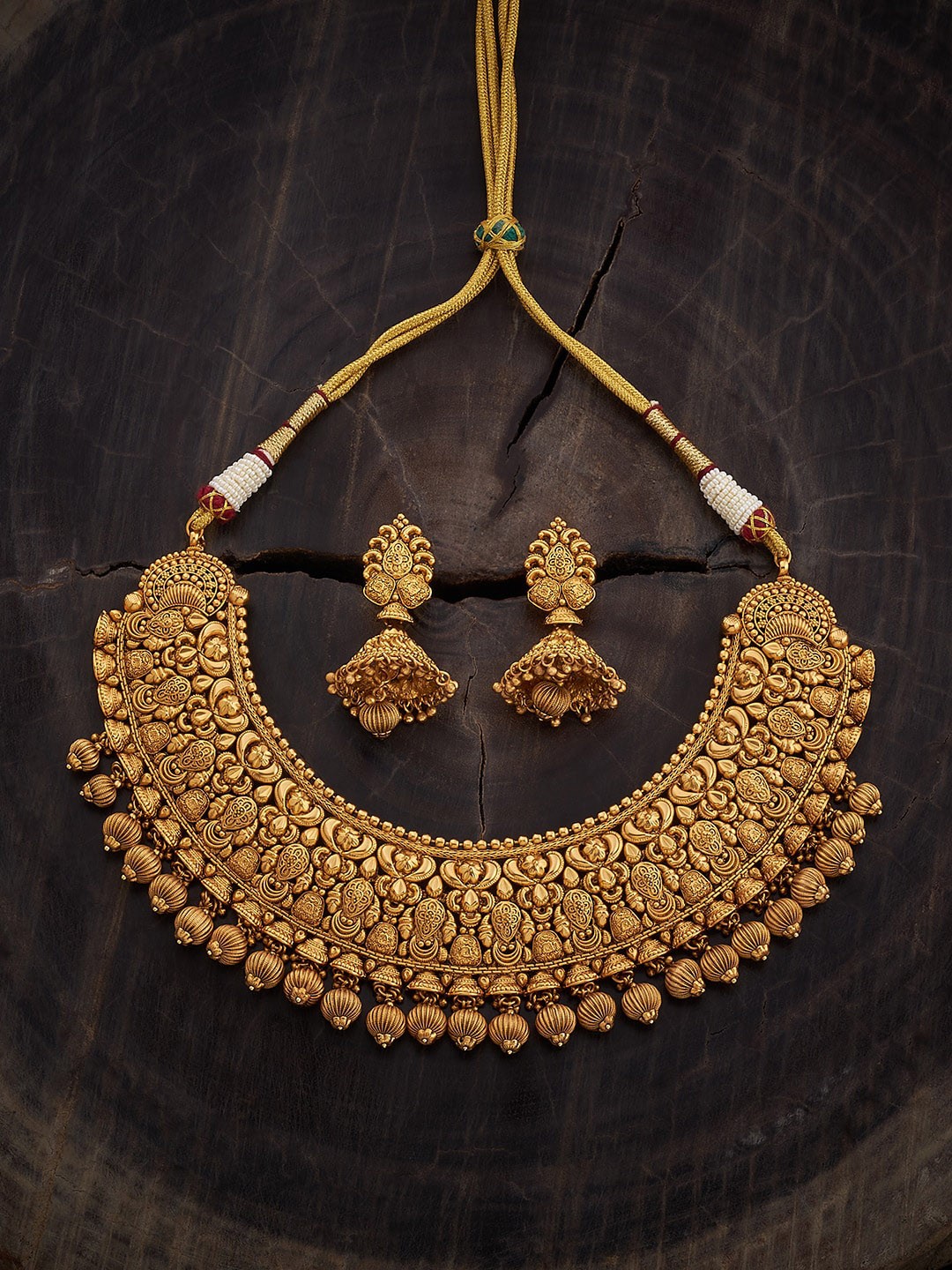 

Kushal's Fashion Jewellery Gold-Plated Antique Jewellery Set