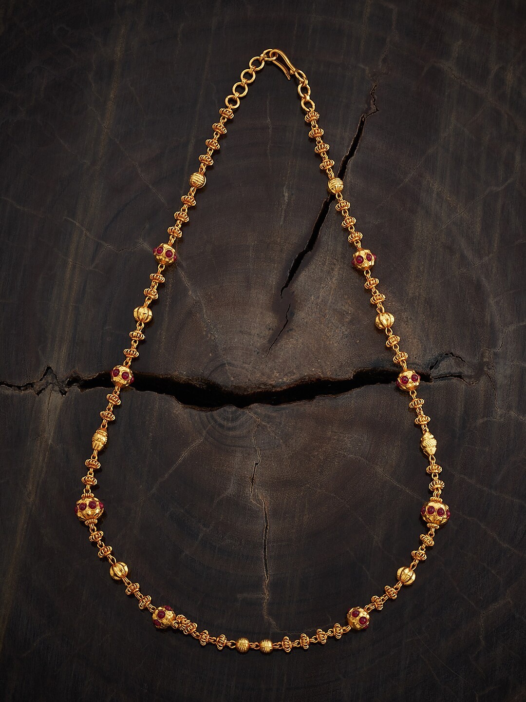 

Kushal's Fashion Jewellery Silver Gold-Plated Artificial Stones Studded Temple Chain