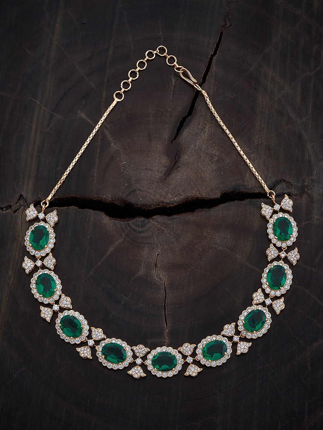 

Kushal's Fashion Jewellery Copper Gold-Plated Cubic Zirconia Studded Necklace