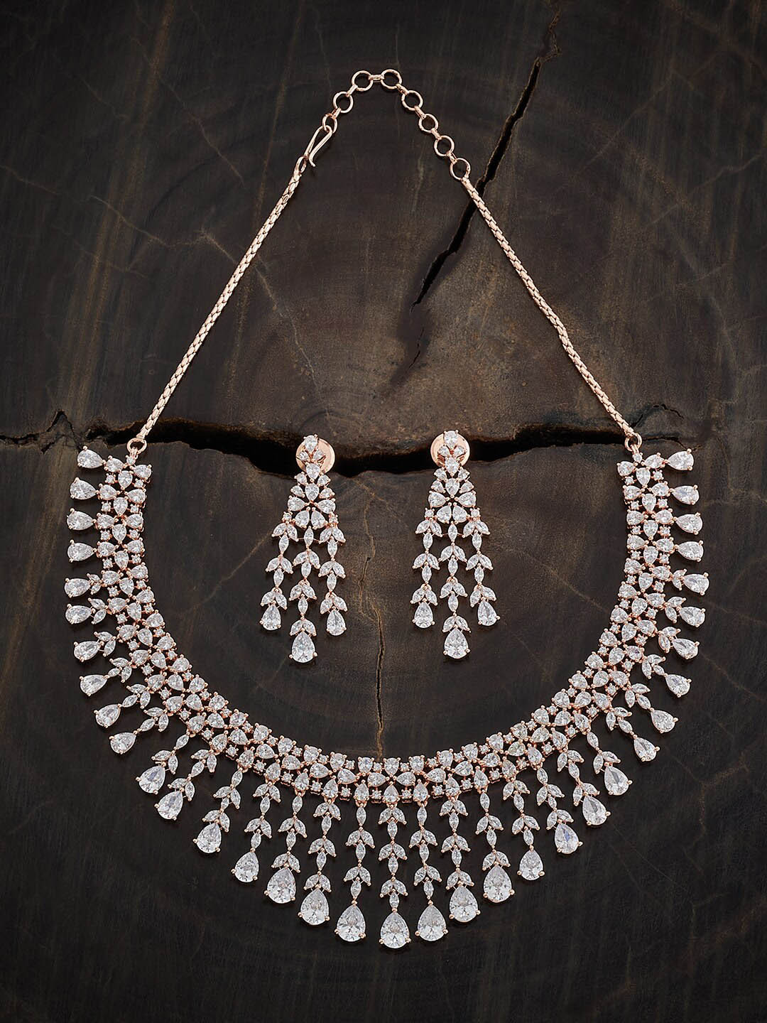 

Kushal's Fashion Jewellery Rose Gold-Plated Cubic Zirconia Studded Jewellery Set
