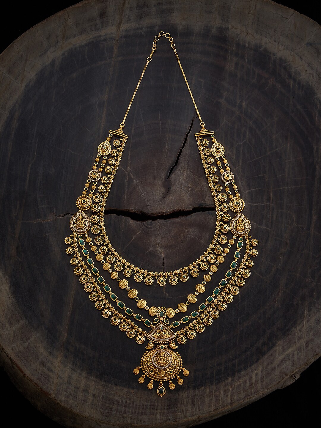 

Kushal's Fashion Jewellery Copper Gold-Plated Artificial Stones Studded Antique Necklace