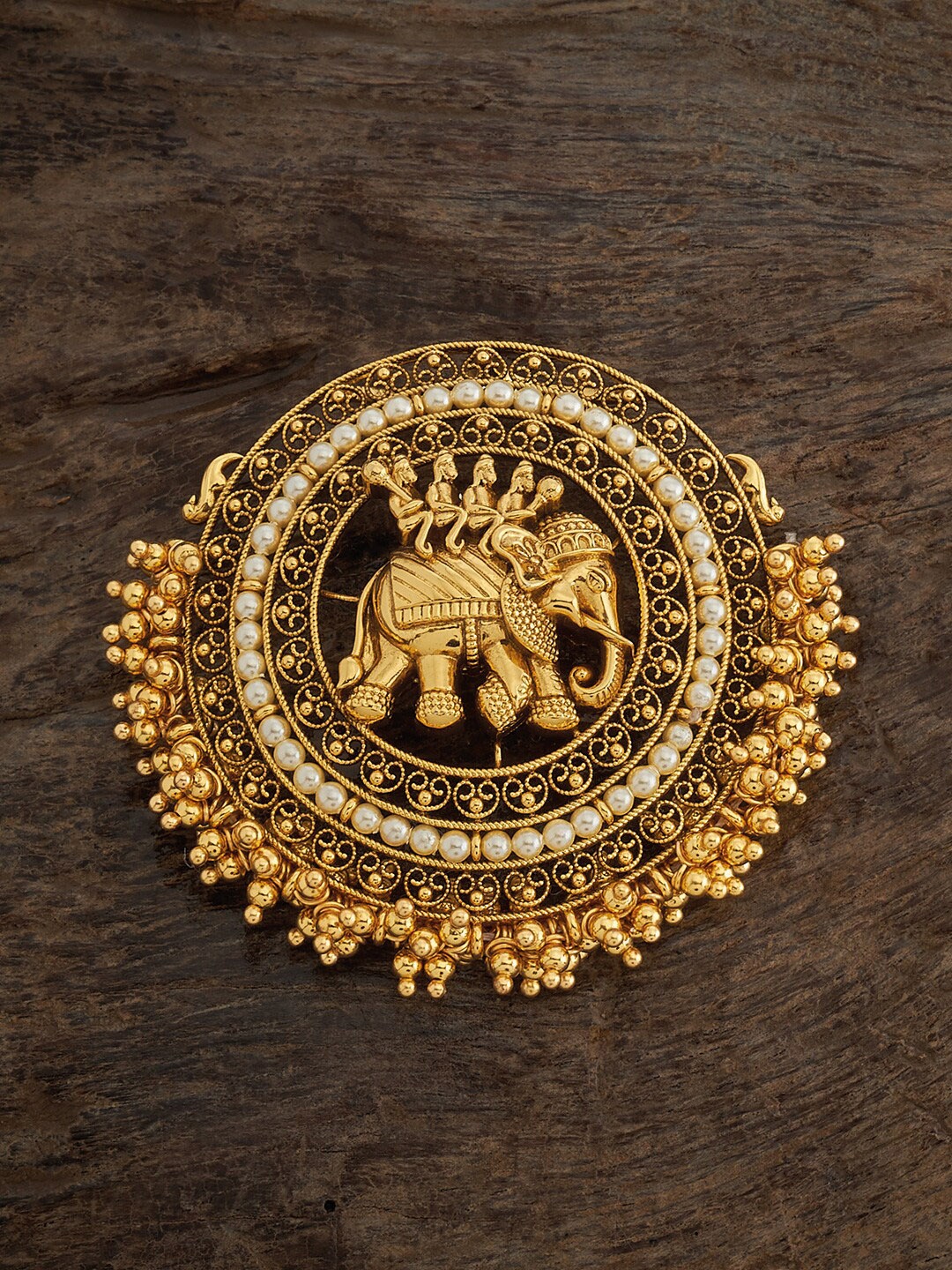 

Kushal's Fashion Jewellery 92.5 Pure Silver Gold-Plated Studded Temple Pendant