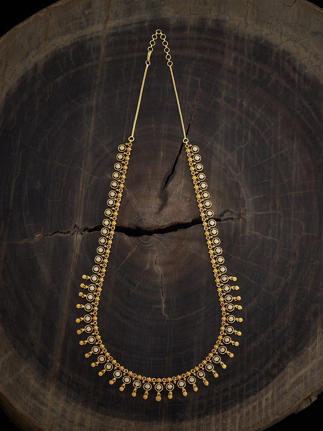 

Kushal's Fashion Jewellery Copper Gold-Plated Cubic Zirconia Studded Antique Necklace