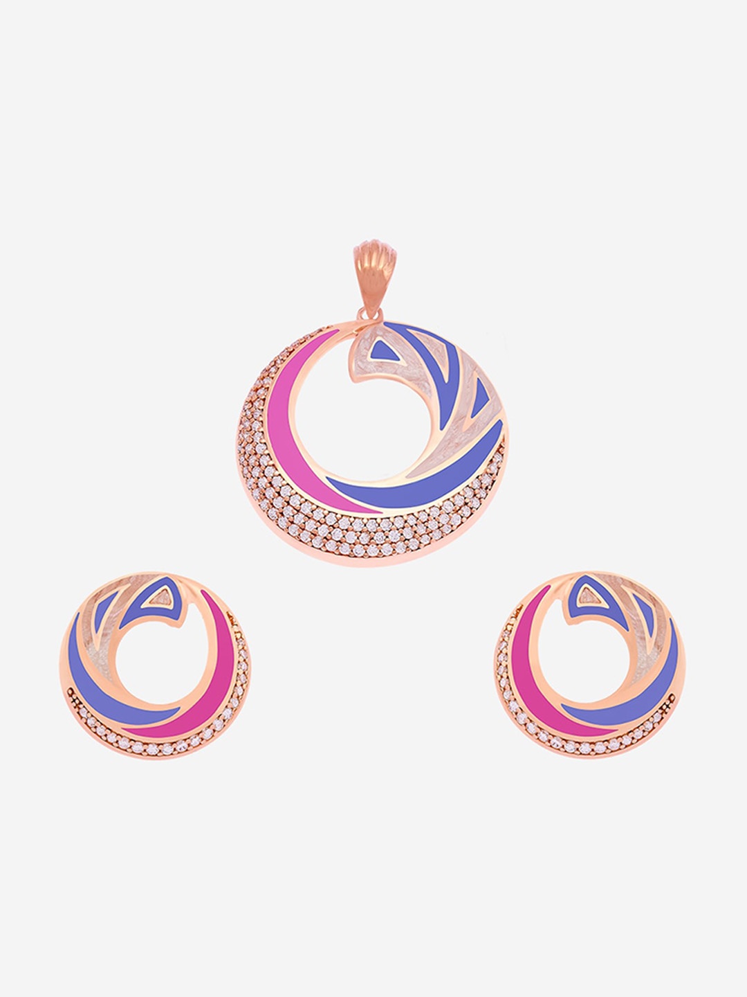 

Kushal's Fashion Jewellery Rose Gold-Plated Cubic Zirconia-Studded Jewellery Set