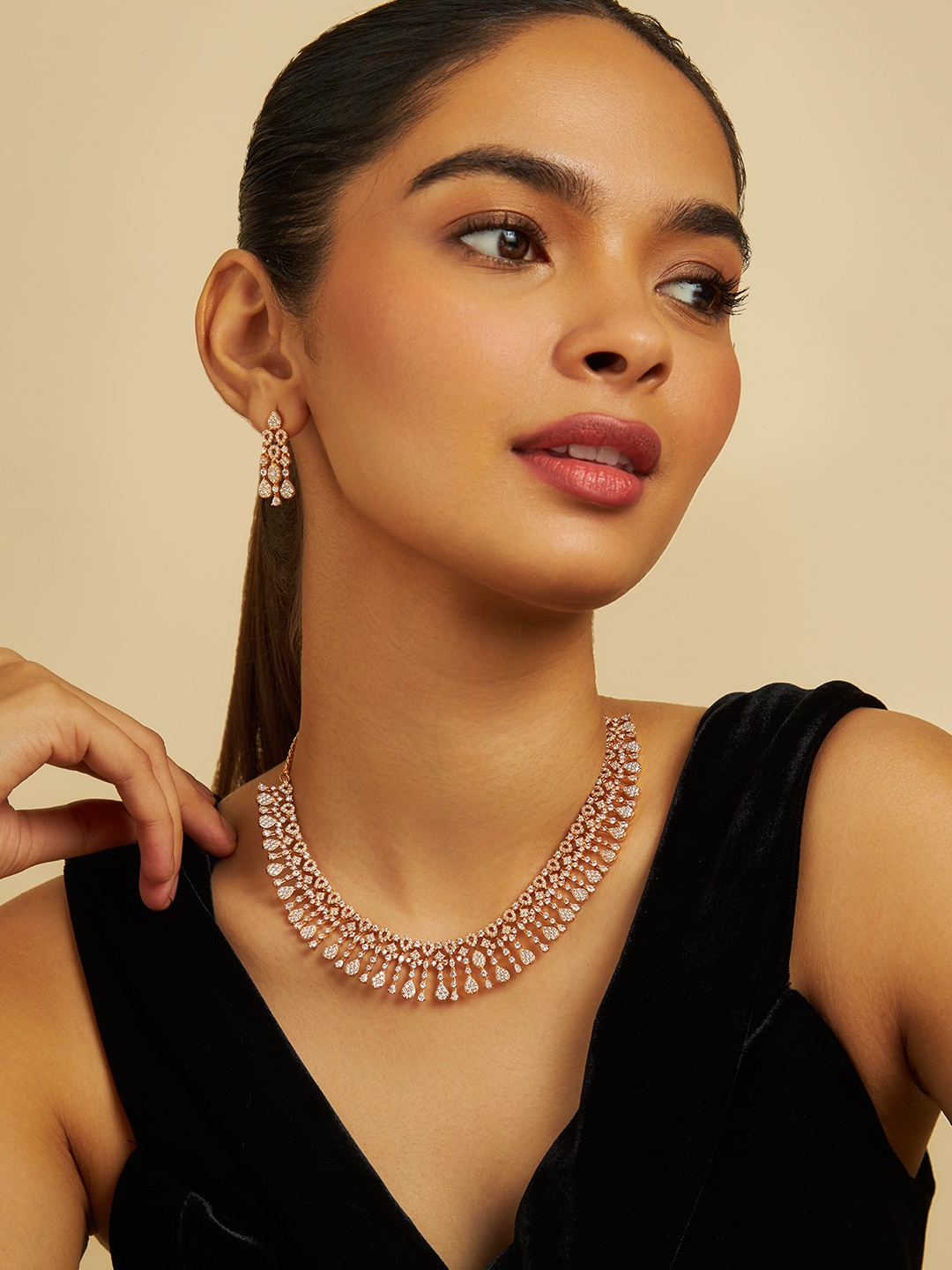 

Kushal's Fashion Jewellery Gold Plated Cubic Zirconia Jewellery Set