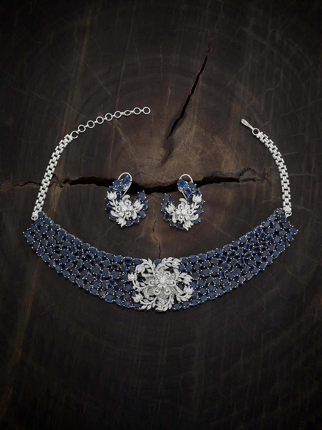 

Kushal's Fashion Jewellery Rhodium Plated Cubic Zirconia Jewellery Set, Silver