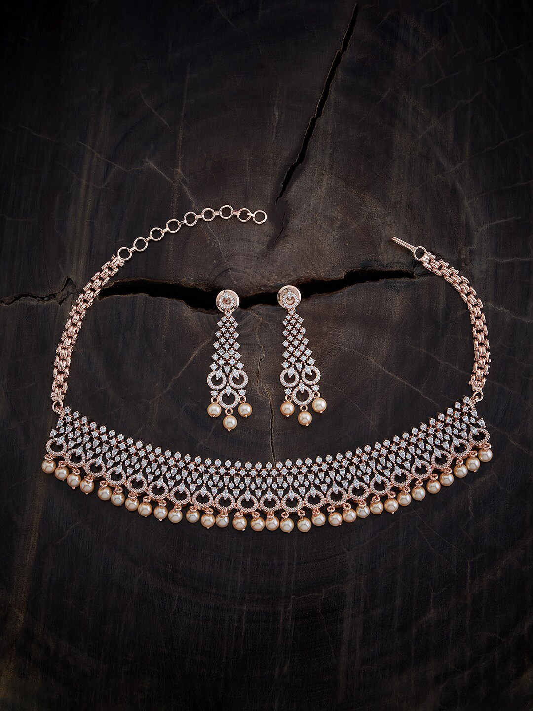 

Kushal's Fashion Jewellery Rose Gold Plated Cubic Zirconia Jewellery Set
