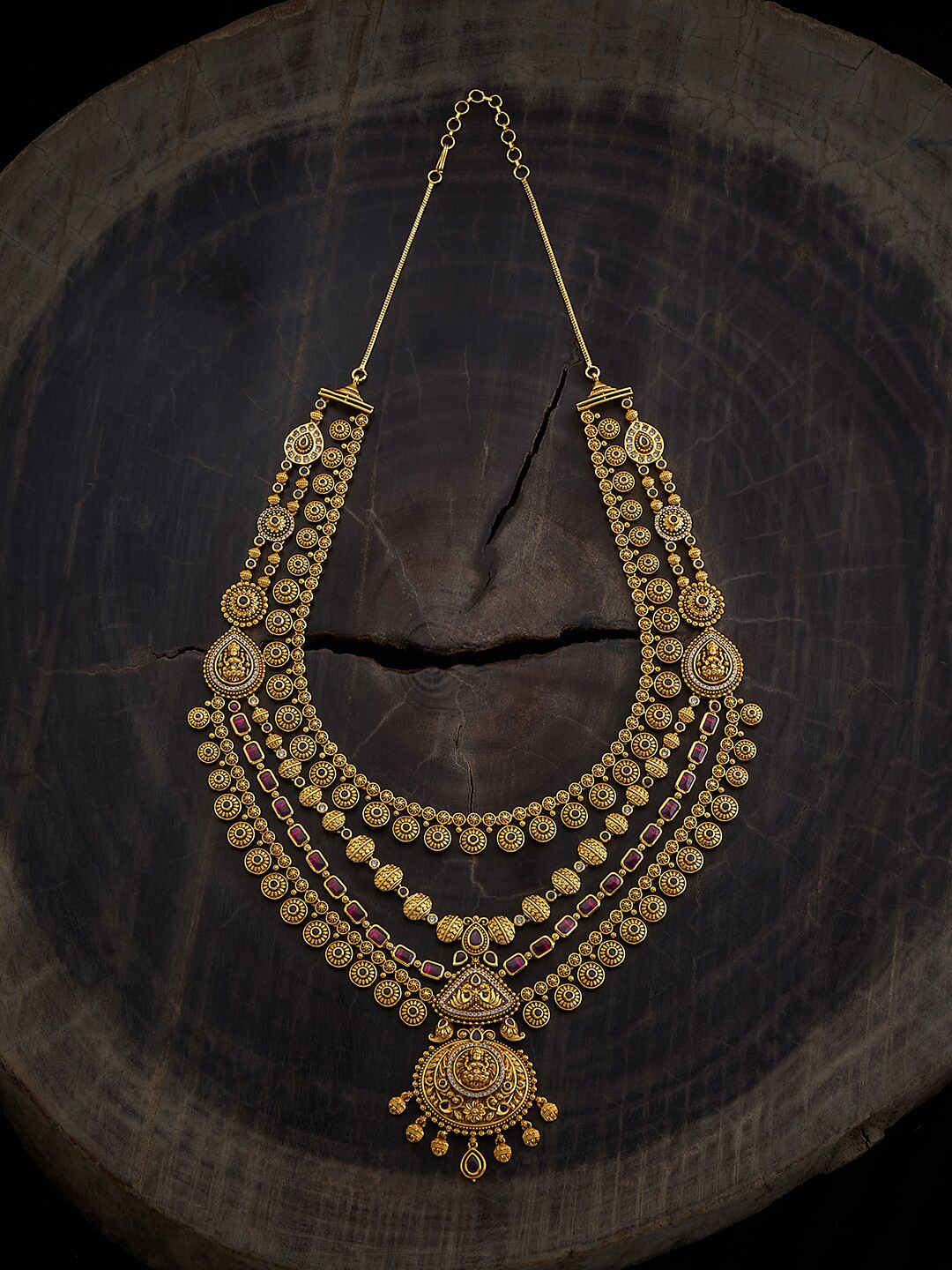 

Kushal's Fashion Jewellery Copper Gold-Plated Stones Studded Antique Necklace