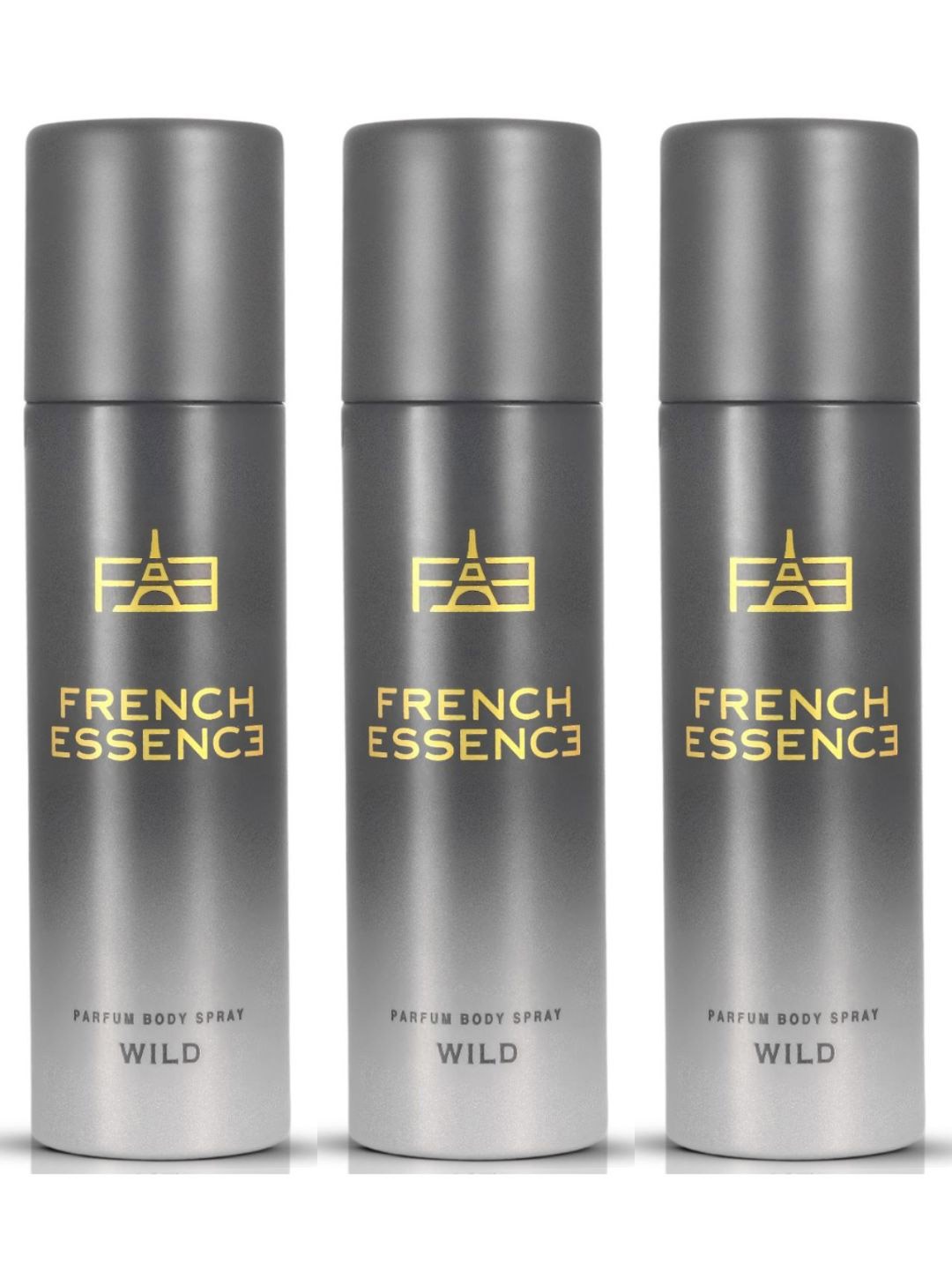 

FRENCH ESSENCE Set Of 3 Luxury Wild Long Lasting Deodorant - 120ml Each, Grey