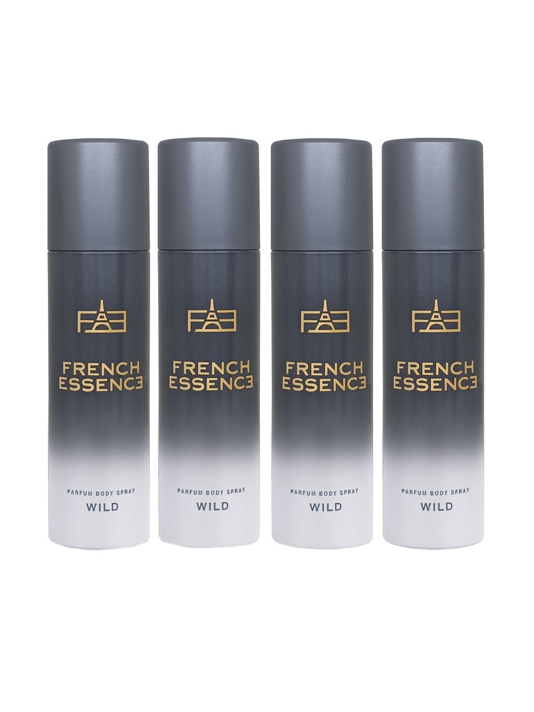 

FRENCH ESSENCE Set Of 4 Luxury Wild Long Lasting Deodorant - 120ml Each, Grey