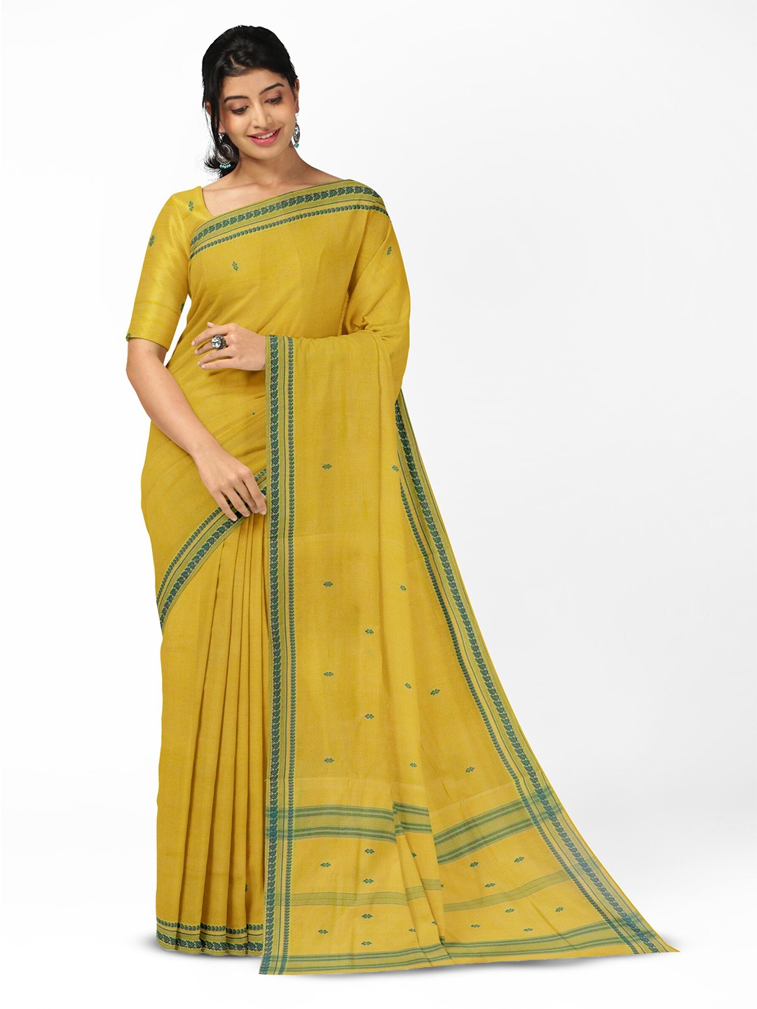 

APCO Ethnic Motifs Woven Design Pure Cotton Saree, Yellow