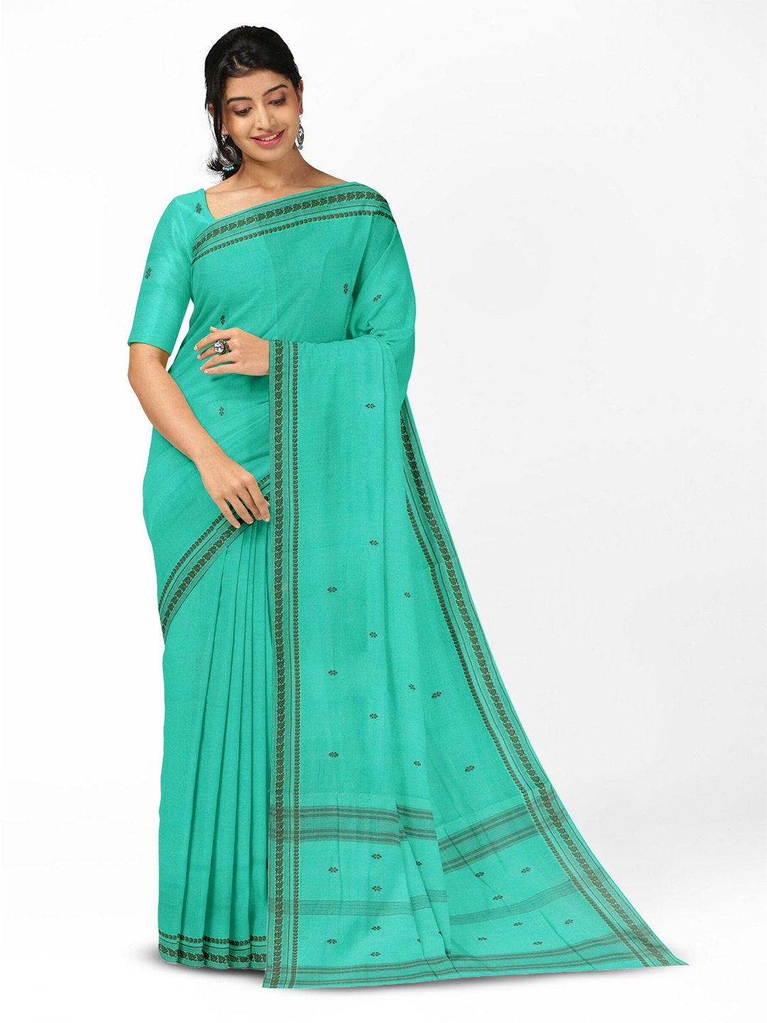 

APCO Ethnic Motifs Woven Design Pure Cotton Saree, Sea green