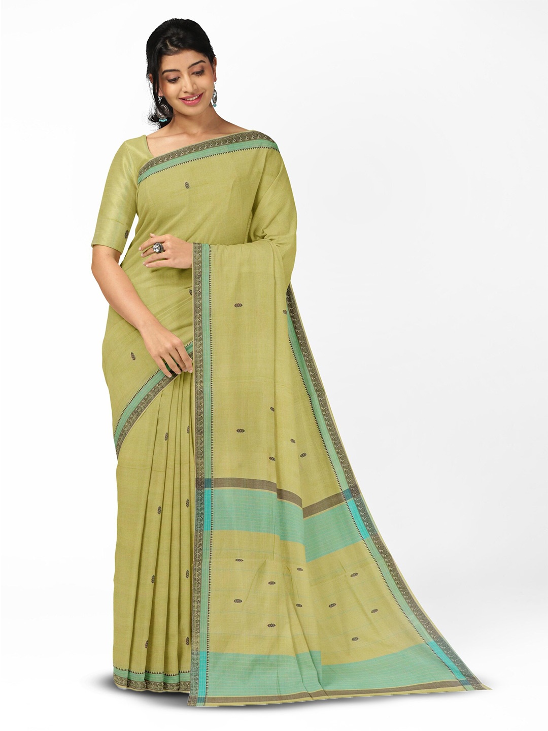 

APCO Woven Design Pure Cotton Saree, Green