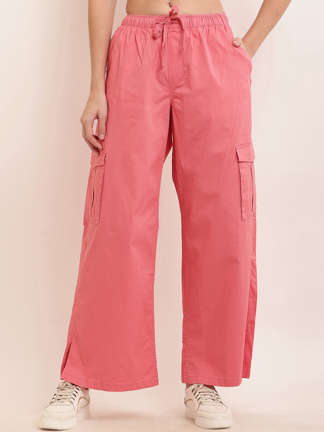 

NoBarr Women Mid-Rise Cotton Trousers, Pink