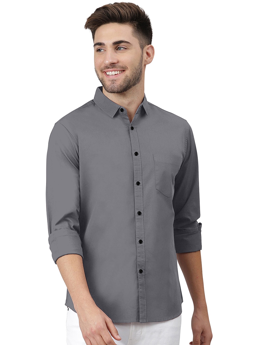 

KHUSHI CREATION Men Slim Fit Casual Shirt, Grey