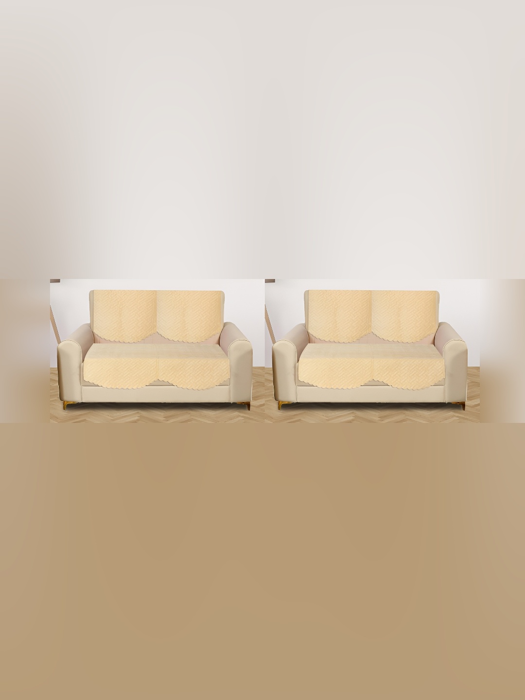 

RRC Cream-Coloured 8 PIeces Velvet 4 Seater Sofa Cover