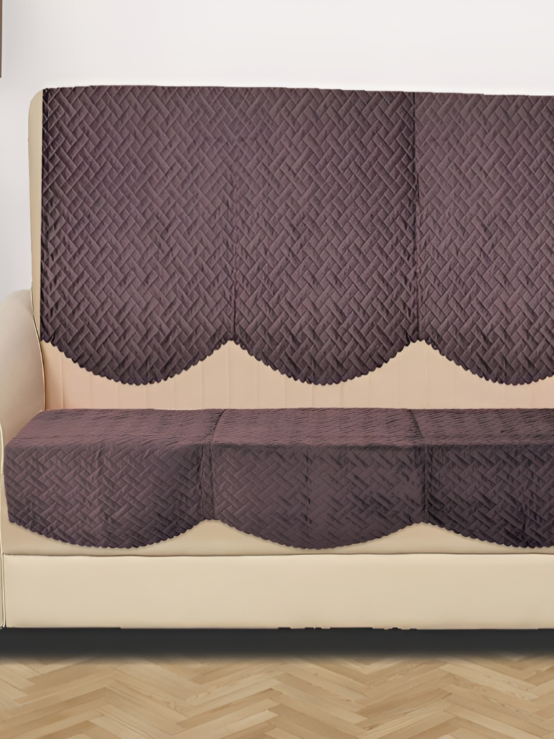 

RRC Coffee Brown 6 Pieces Velvet 3 Seater Sofa Covers