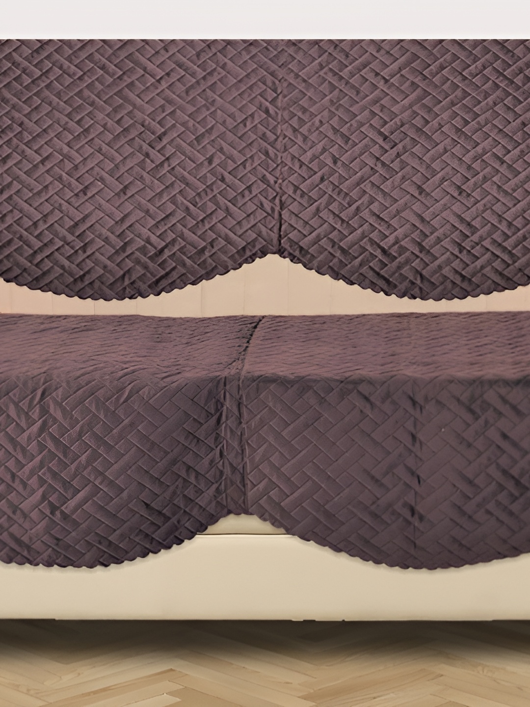 

RRC Coffee Brown Solid Velvet 4 Piece Sofa Cover