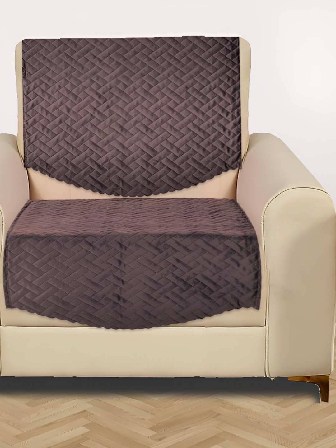 

RRC Coffee Brown Solid Velvet 2 Piece Sofa Cover