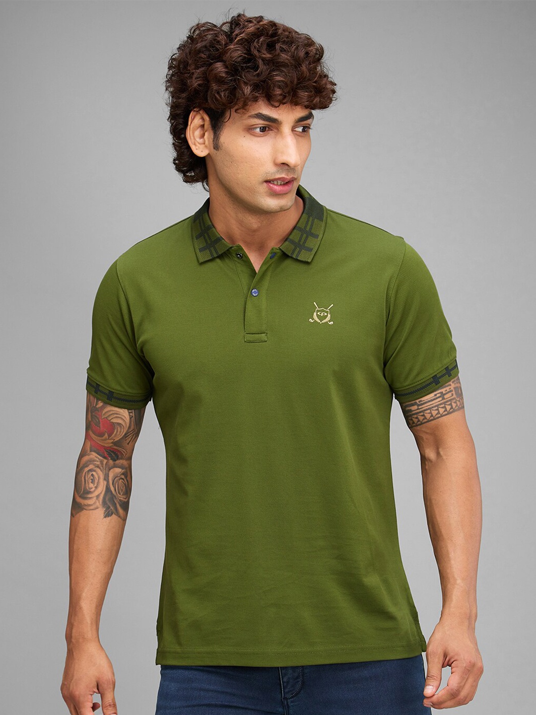 ColorPlus Cotton Polo Collar T-shirt, Green