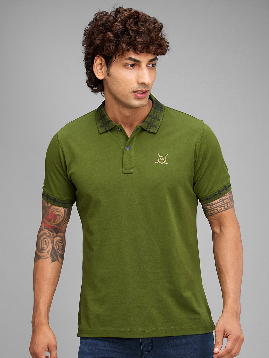 

ColorPlus Polo Collar Cotton T-shirt, Green