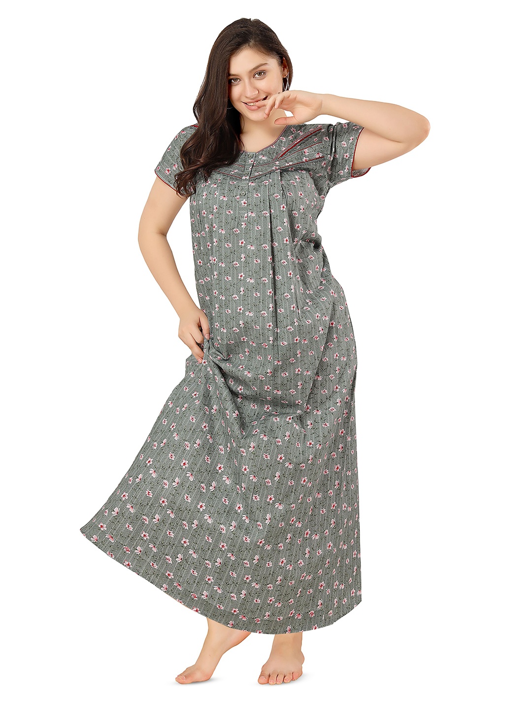 

Soulemo Printed Pure Cotton Maxi Nightdress, Green