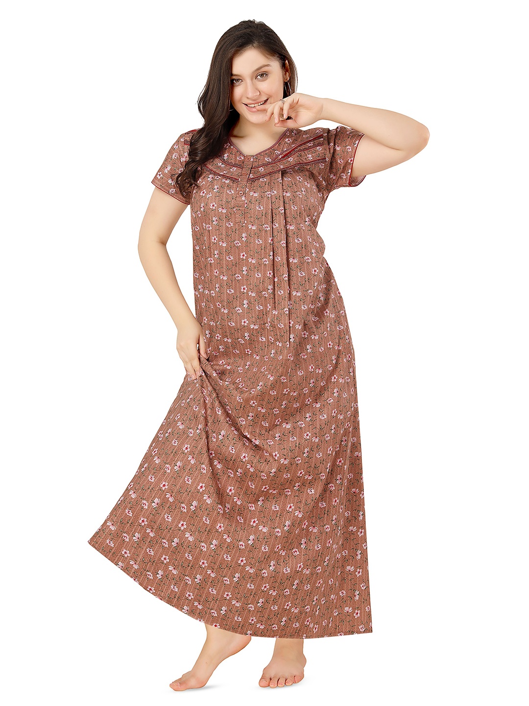 

Soulemo Printed Pure Cotton Maxi Nightdress, Tan