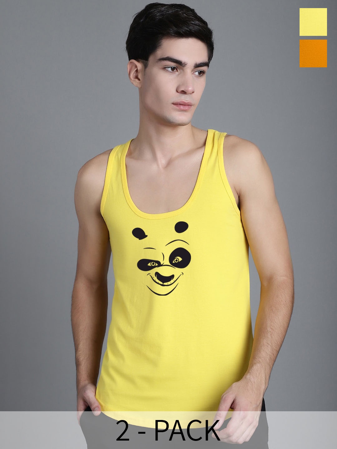 

FBAR Pack Of 2 Printed Pure Cotton Innerwear Vests 19042024FBC557-06-FBC580-26, Yellow