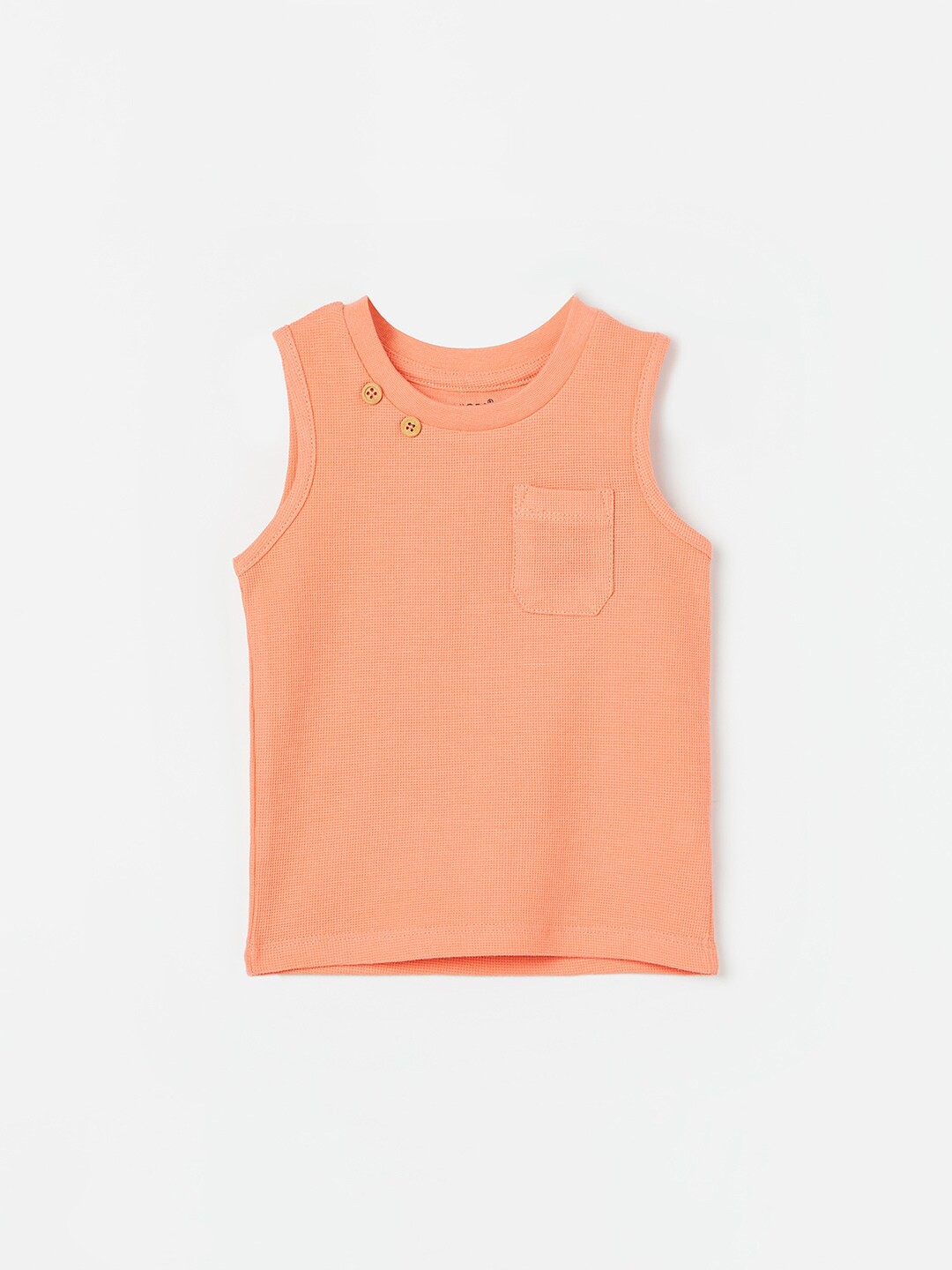 

Juniors by Lifestyle Infants Self Design Round Neck Cotton T-shirt, Coral