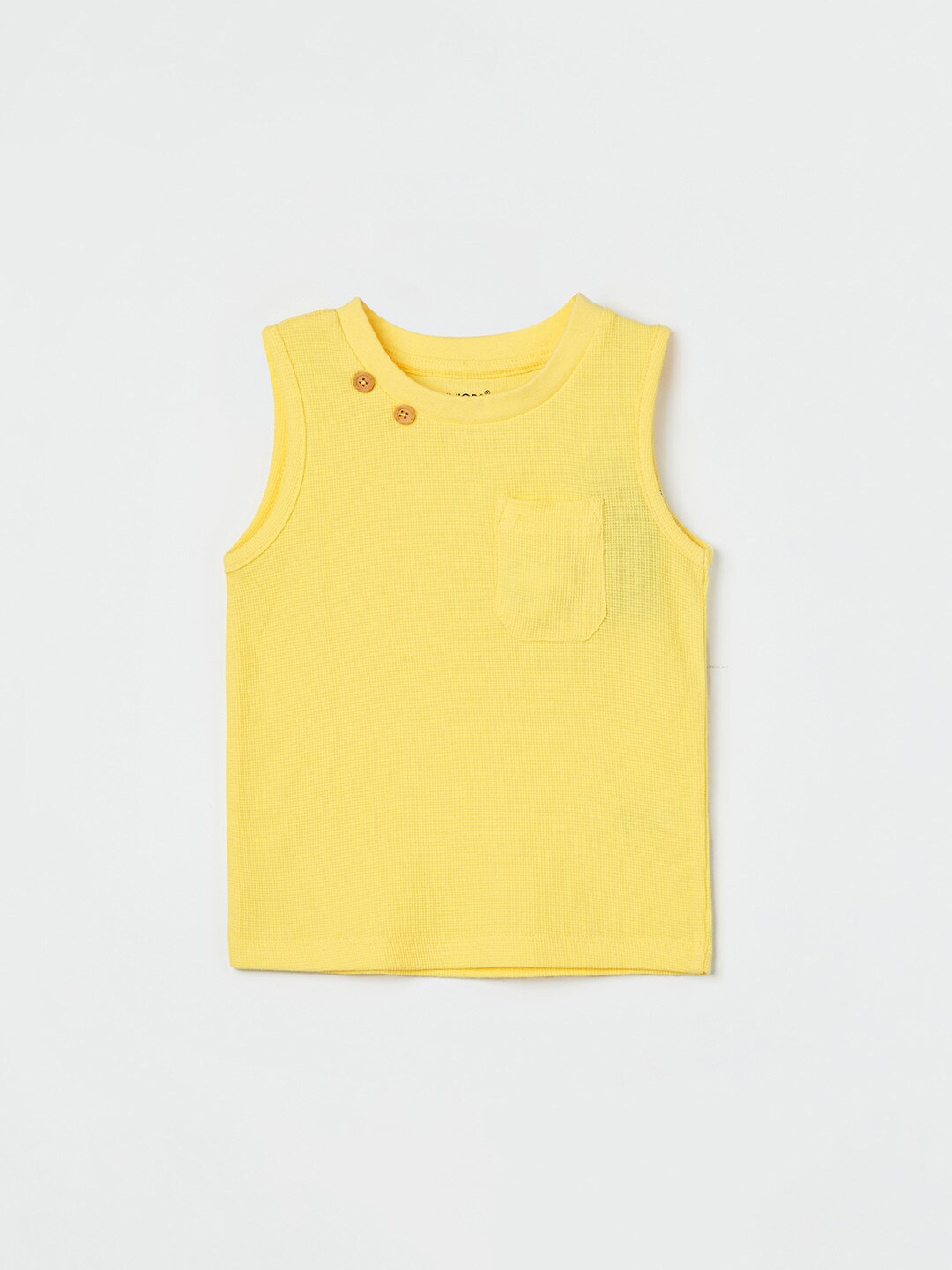 

Juniors by Lifestyle Boys Self Design Sleeveless Cotton Pockets T-shirt, Yellow