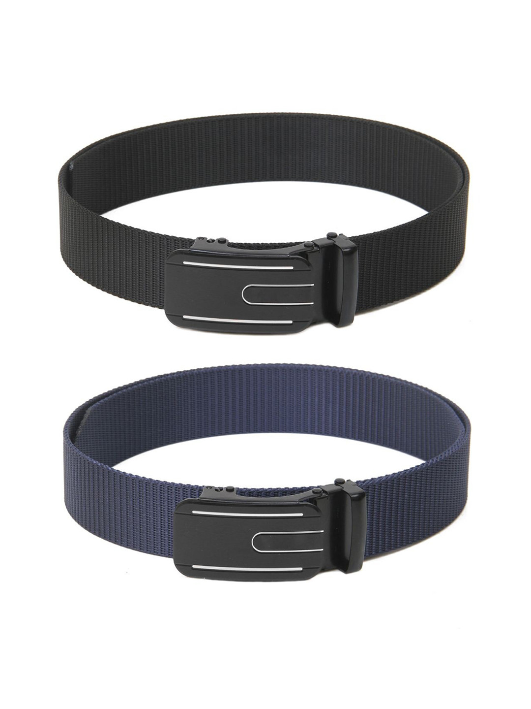

Calvadoss Men Set Of 2 Textured Belts, Black
