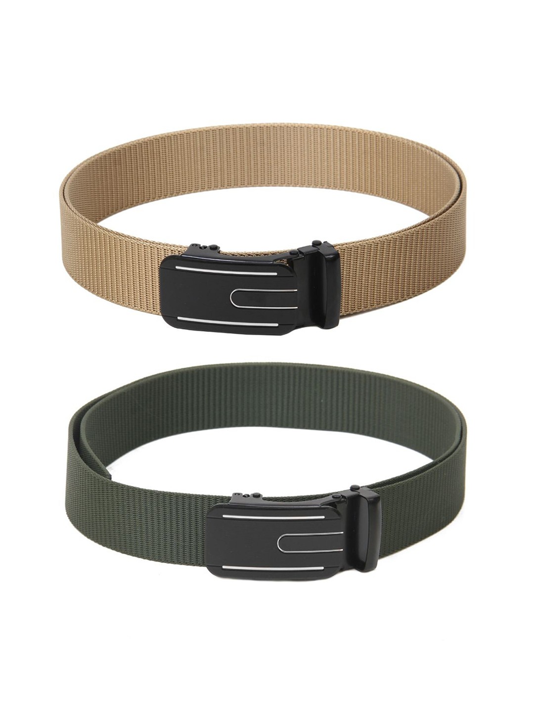 

Calvadoss Men Set Of 2 Textured Wide Belts, Beige