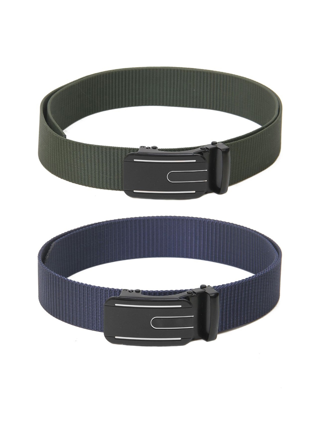 

Calvadoss Men Set Of 2 Textured Canvas Belts, Green